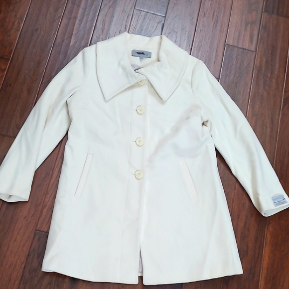 NWOT Anne Klein Cream Cashmere  Wool Blend Trench Coat size 16 - Picture 1 of 9